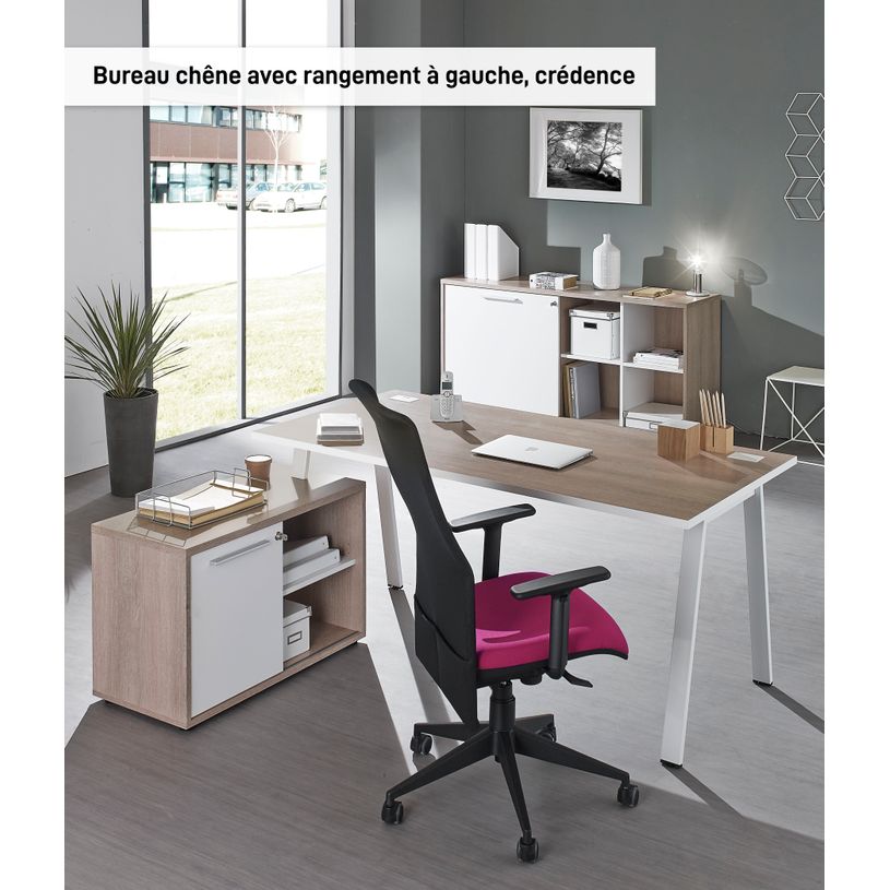 3483600783042-Bureau manager ARPE avec bloc de rangement gauche - 160 cm - Blanc-P_79419665_1-0