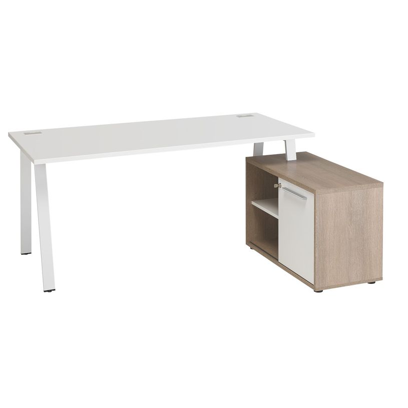 3483600783059-Bureau manager ARPE avec bloc de rangement droit - 160 cm - Blanc-P_79419666_1-0