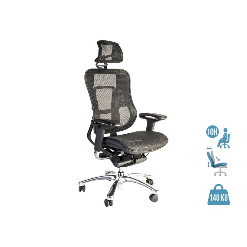 3760185026659-Fauteuil de bureau ergonomique D VADER - accoudoirs réglables - appuie-tête réglable - N-P_79419677_1-0