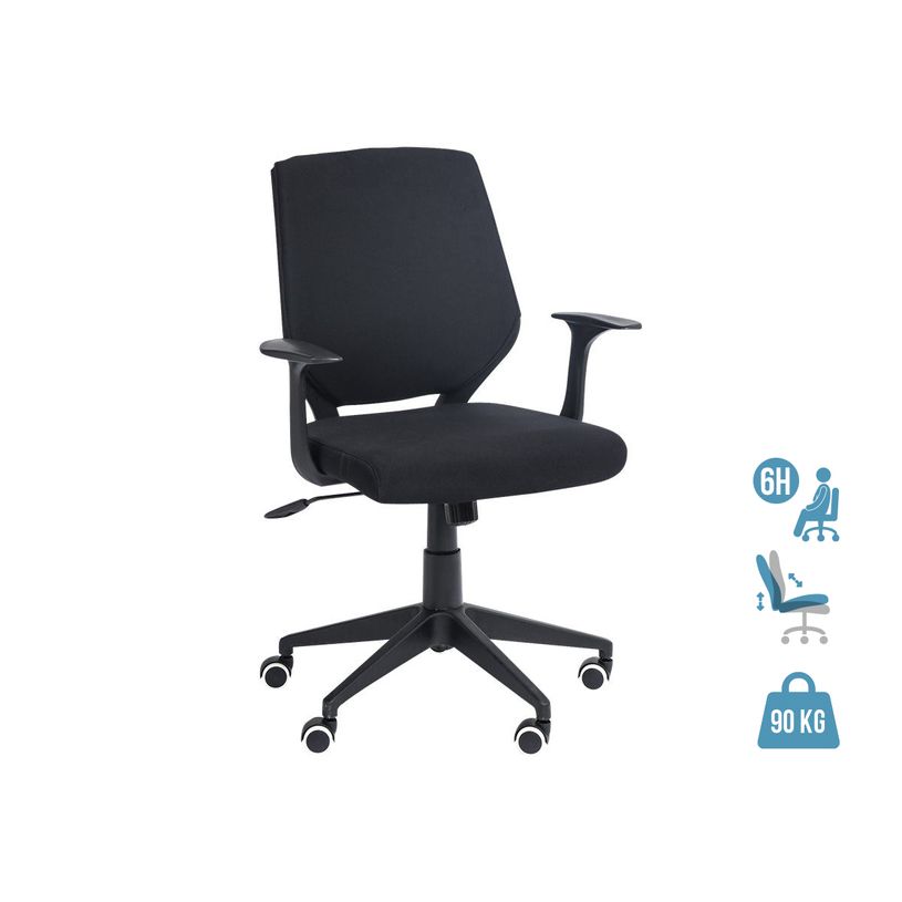 3760185028219-Fauteuil de bureau NEWTON - accoudoirs fixes - Noir-P_79419679_1-0
