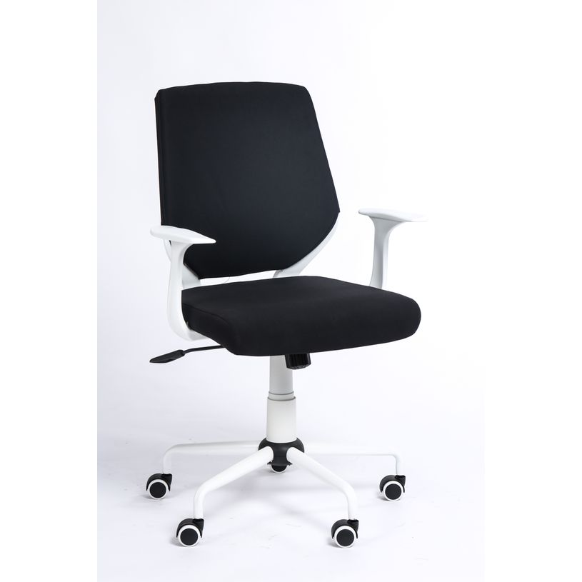 3760185028295-Fauteuil de bureau NEWTON - accoudoirs fixes - Noir, base blanche-P_79419681_2-1