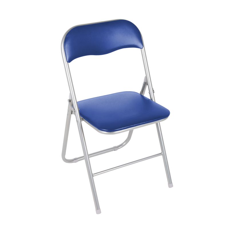 3760185028929-Chaise pliante JUNY - assise et dossier recouverts de PVC - Bleu-P_79419688_1-0