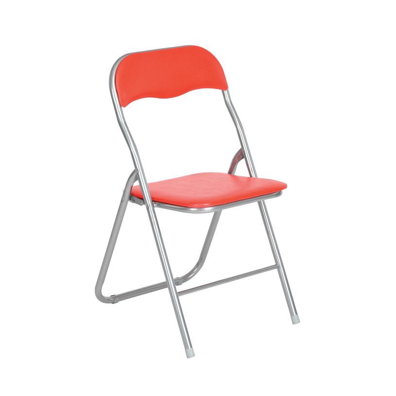 3760185028936-Chaise pliante JUNY - assise et dossier recouverts de PVC - Rouge-P_79419689_1-0