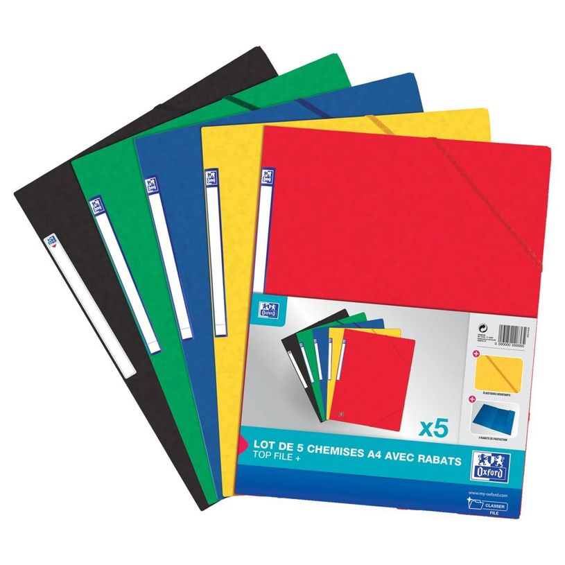 3045051203564-Oxford - 5 Chemises à rabats - A4 - couleurs assorties-P_79419696_1-0