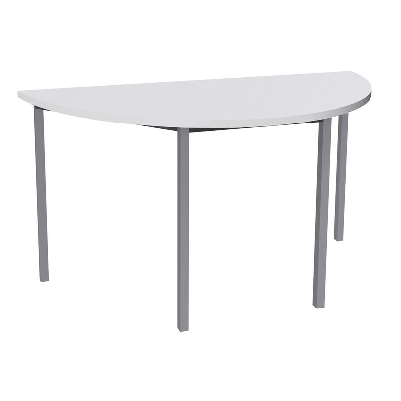 3253310134614-Table de réunion Demi-lune - 140 x 70 cm - Pieds carrés aluminium - Blanc perle-P_79419834_1-0