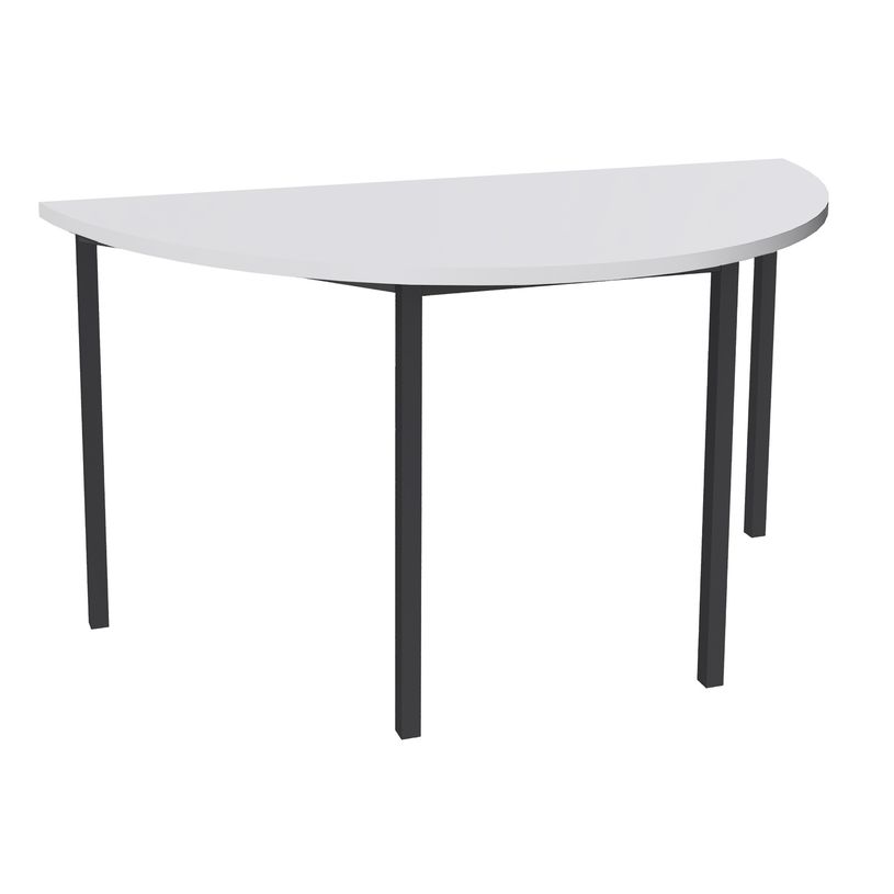 3253310154896-Table de réunion Demi-lune - 140 x 70 cm - Pieds carrés anthracite - Blanc perle-P_79419857_1-0