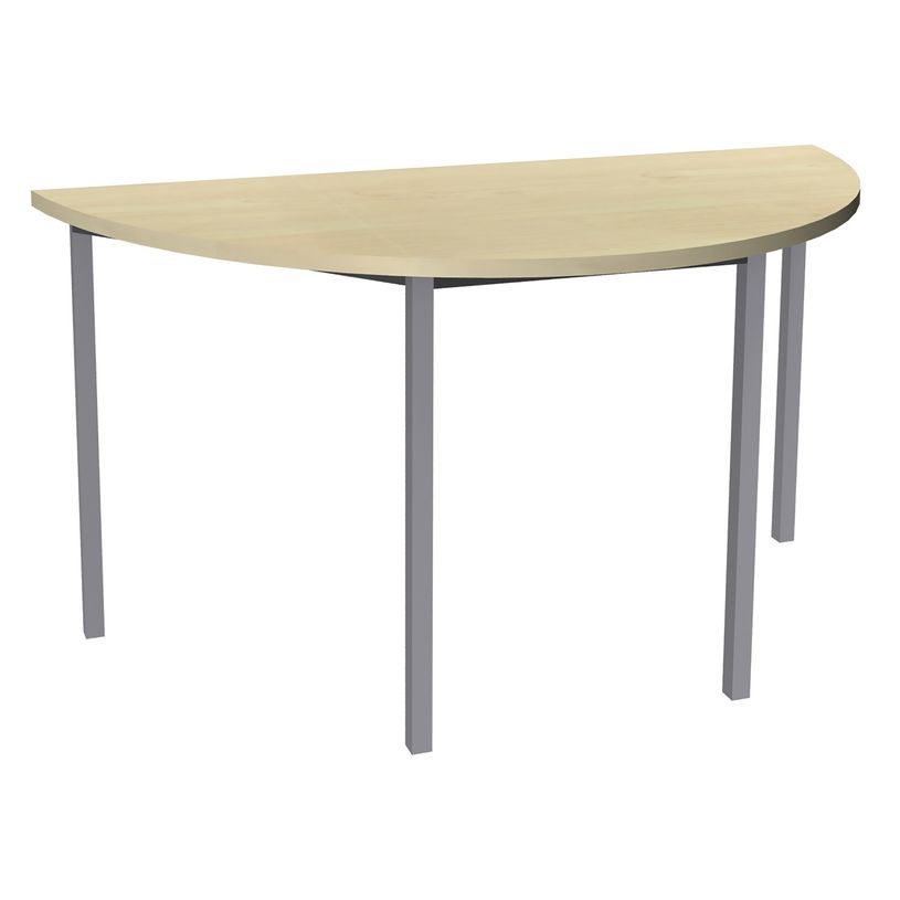 3253310154919-Table de réunion Demi-lune - 160 x 80 cm - Pieds carrés aluminium - imitation érable-P_79419859_1-0