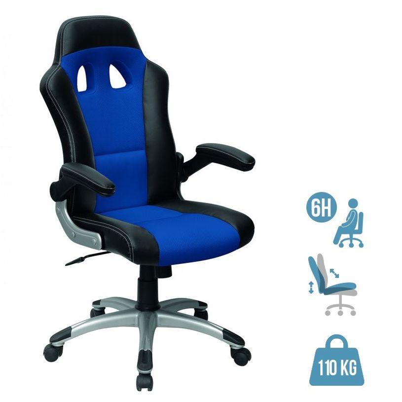 3700339879939-Fauteuil gamer RACER - accoudoirs rabattables - noir et bleu-P_79419891_1-0