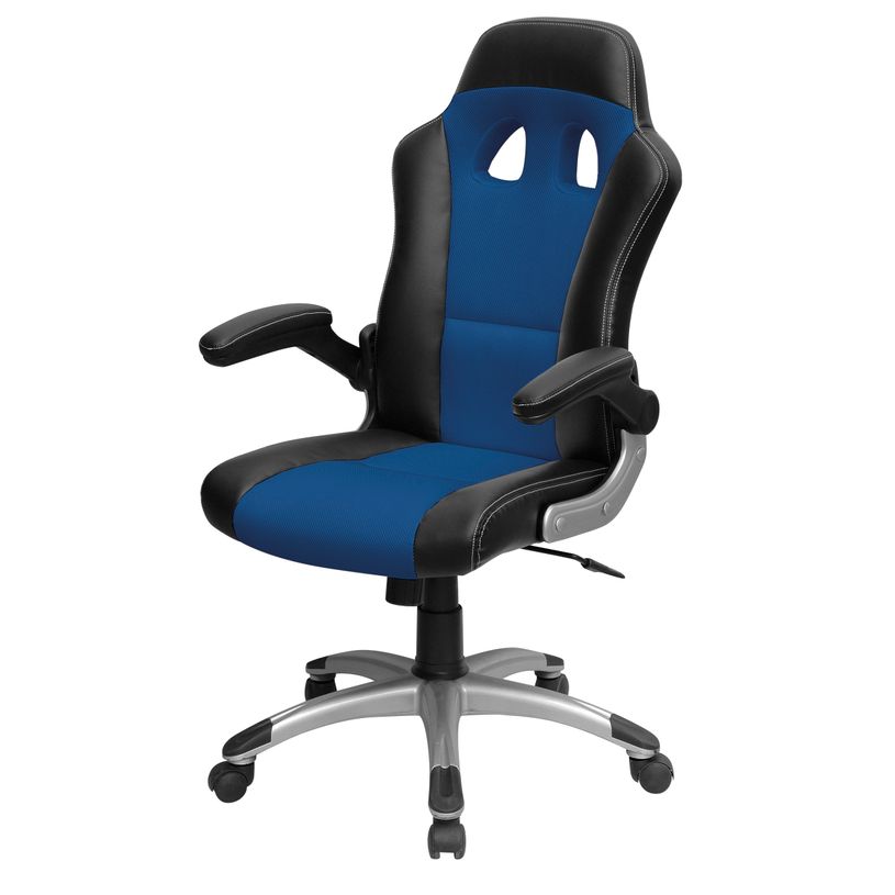 3700339879939-Fauteuil gamer RACER - accoudoirs rabattables - noir et bleu-P_79419891_2-1