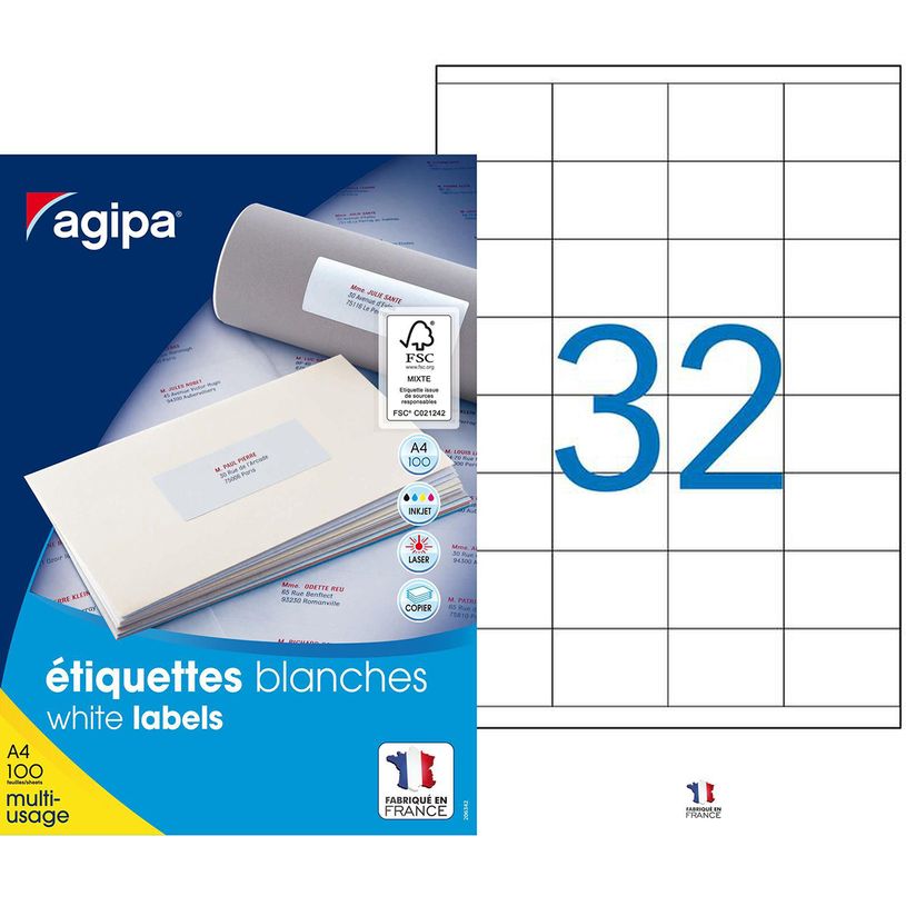 3270241006346-Apli Agipa - 3200 Étiquettes adhésives blanches multi-usages - 51 x 33,8 mm - coins droit-P_79419944_2-0