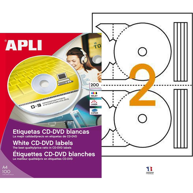 3270241198843-Apli Agipa - 200 Étiquettes adhésives CD/DVD blanches- Ø 117 mm - réf 119884-P_79419975_1-0