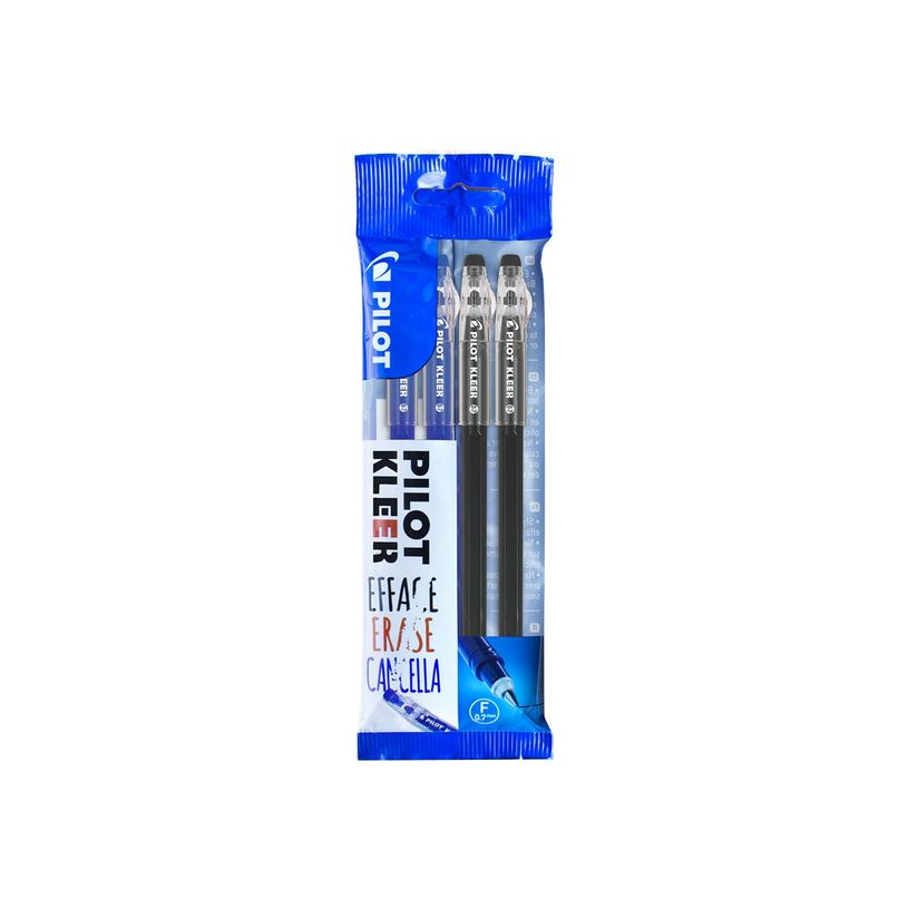 3131910504979-Pilot Kleer - 4 Stylos à bille effaçable - 2 bleu et 2 noir - pointe moyenne-P_79420081_1-0