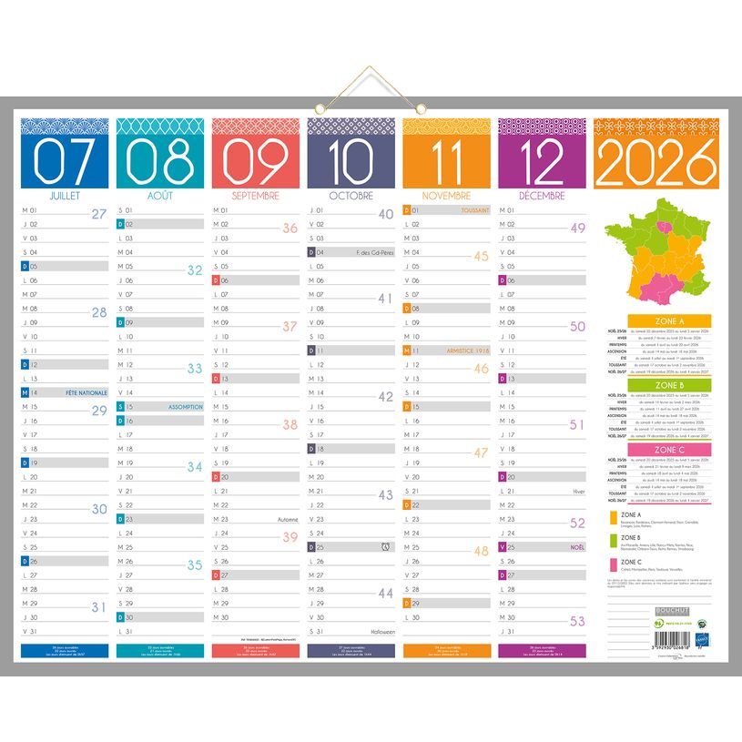 3592930026818-Calendrier bancaire année civile BOUCHUT "Tendance" 43 x 55 cm Pefc 70 %--1