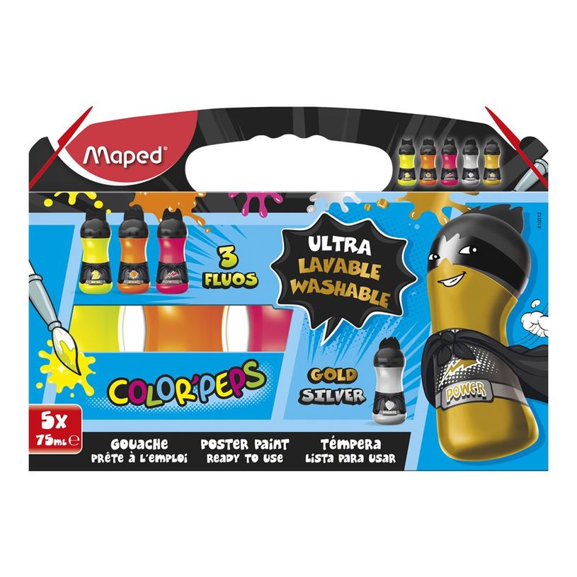 3154148100126-Maped Color'Peps - 5 bouteilles peinture - fluo et métal - 75 ml-P_79420787_1-4