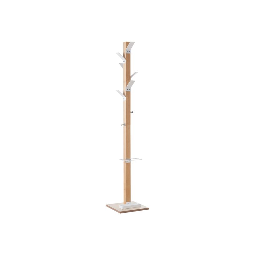 3660141260212-Porte-manteau en bois naturel avec porte parapluie EASYCLOTH - blanc-P_79420843_2-0