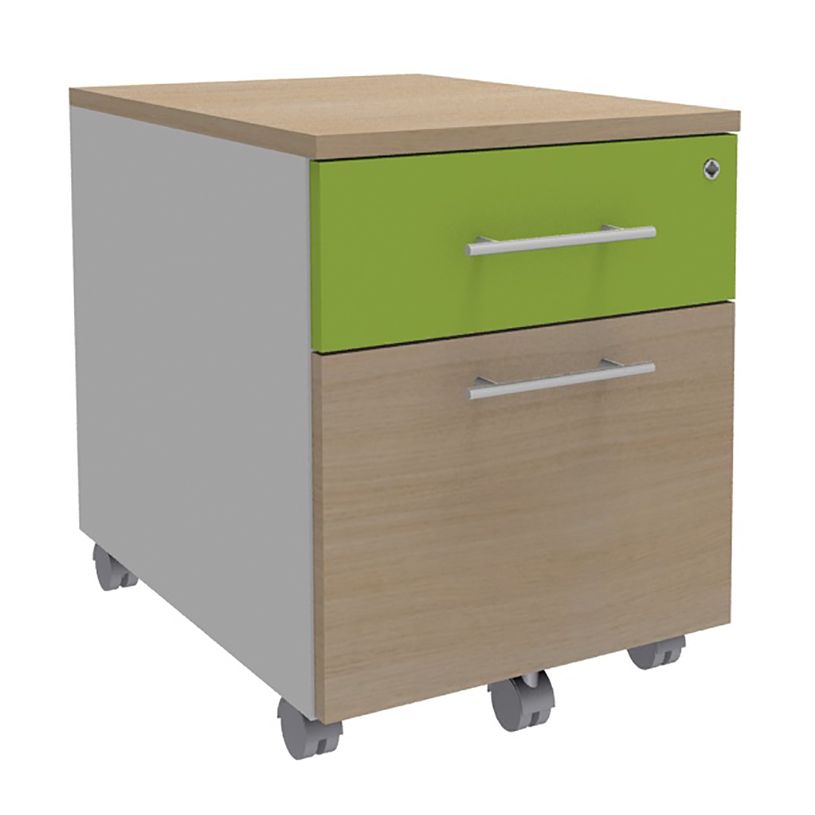 3253310147959-Caisson mobile INEO JET UP Bureau Vallée - L43 x H56 x P60 cm - 2 Tiroirs dont 1 dossier suspendu - façade i-P_79421206_1-0