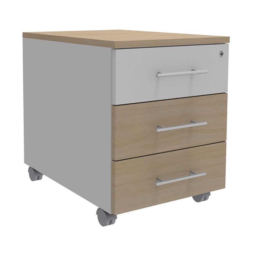 3253310153158-Caisson mobile INEO JET UP Bureau Vallée - L43 x H56 x P60 cm - 3 Tiroirs - façade imitat-P_79421211_1-0