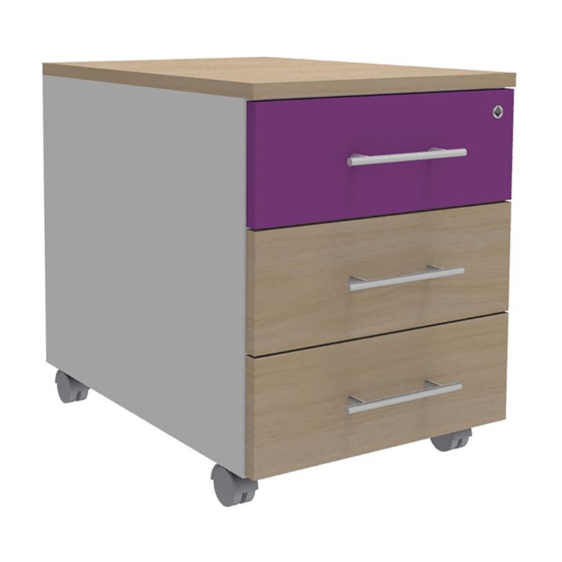 3253310153226-Caisson mobile INEO JET UP Bureau Vallée - L43 x H56 x P60 cm - 3 Tiroirs - façade imitat-P_79421218_1-0