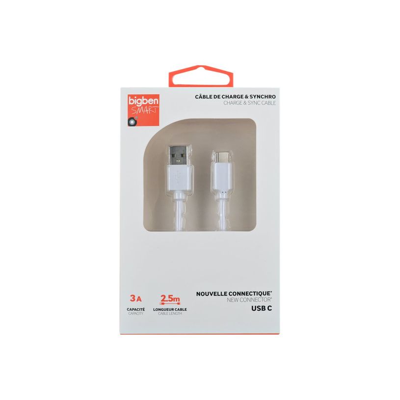 3571211359418-Bigben - câble de charge et de synchronisation USB/USB-C - 2,5 m - blanc-P_79421402_1-2