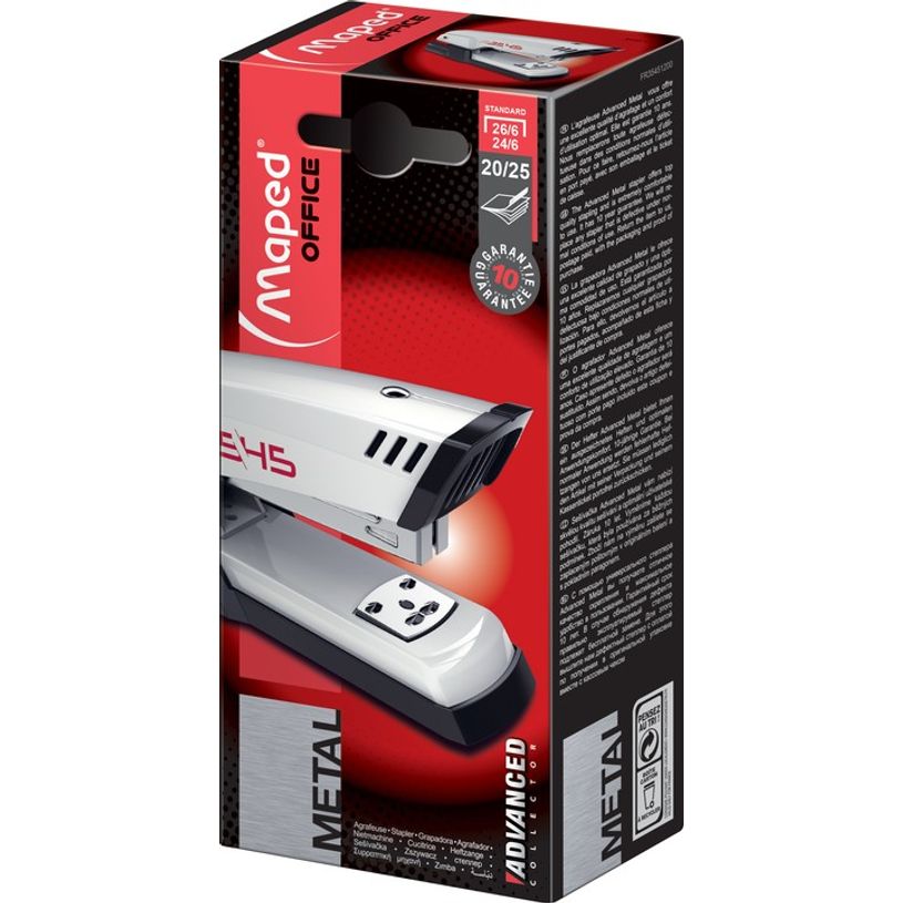 3154143545137-Maped - Agrafeuse Advanced Half Strip A3545 blanc - capacité de 25 feuilles - agrafes 24/6-P_79421454_2-0