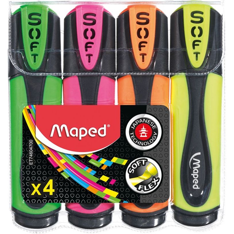 3154147460474-Maped Fluo Peps Ultra Soft - Pack de 4 surligneurs - couleurs assorties-P_79421474_1-0