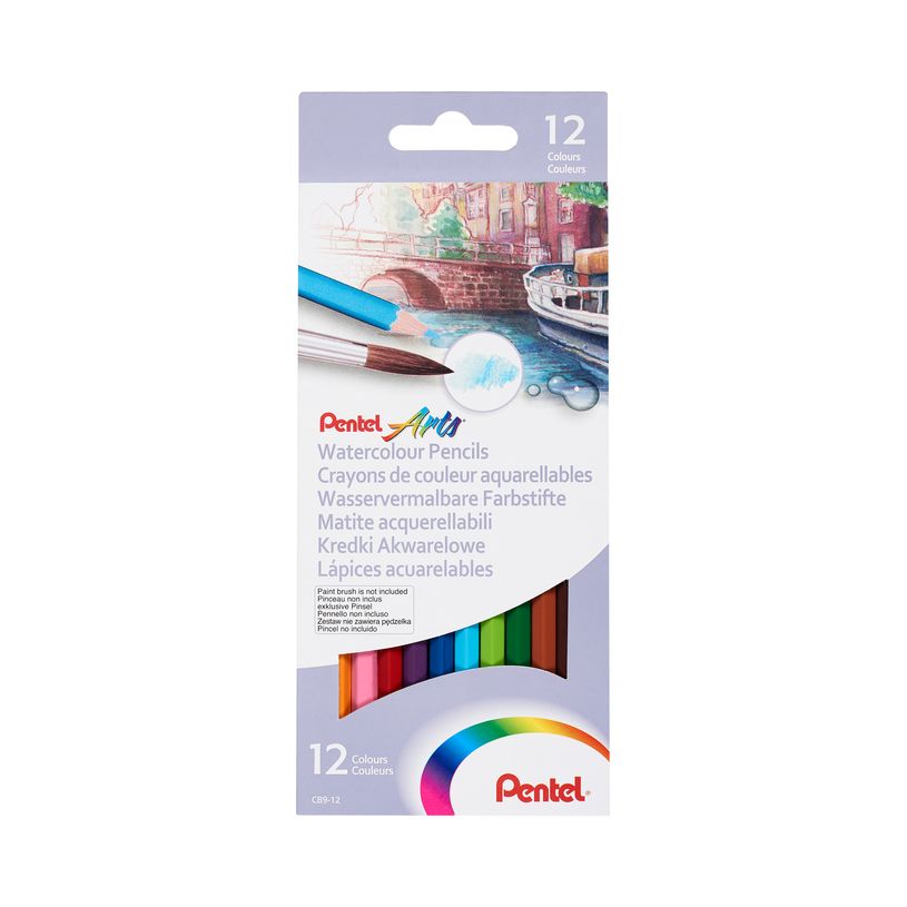 884851024213-Pentel Arts - Boite de 12 crayons de couleurs aquarellables CB9-12U-P_79421535_1-0