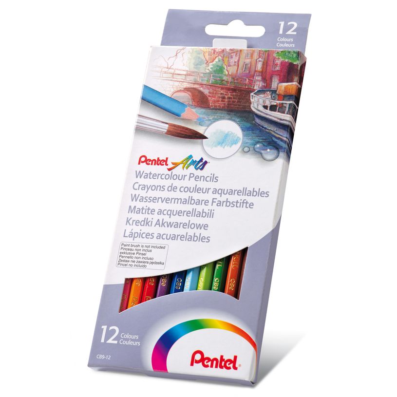 884851024213-Pentel Arts - Boite de 12 crayons de couleurs aquarellables CB9-12U-P_79421535_2-1