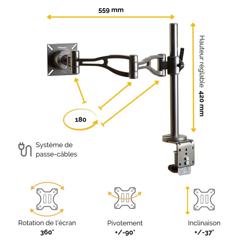 0043859594214-Fellowes Professional Series - Bras porte-écran simple-P_79421546_5-4