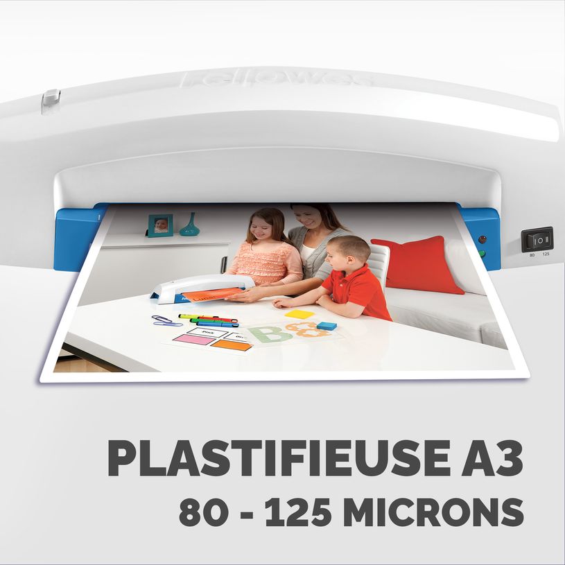 0043859724390-Fellowes Lunar + A3 - Plastifieuse A3 - de 80 à 125 microns - bleu-P_79421597_4-3