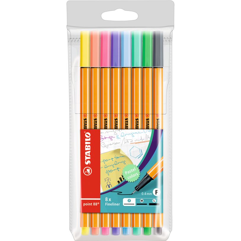4006381493499-STABILO point 88 Pastel - Pack de 8 feutres fins - 0.4 mm - couleurs pastel assorties-P_79421648_1-0