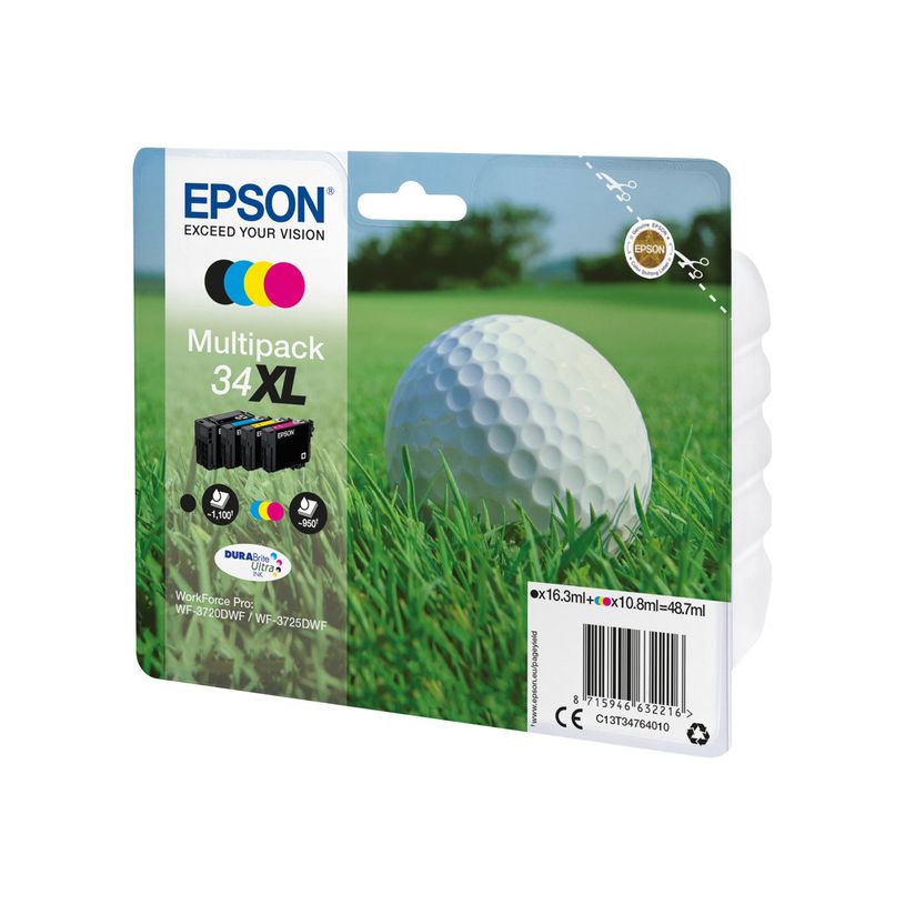 8715946632216-Epson 34XL Balle de Golf - Pack de 4 - noir, cyan, magenta, jaune - cartouche d'encre origi-P_79421747_1-0