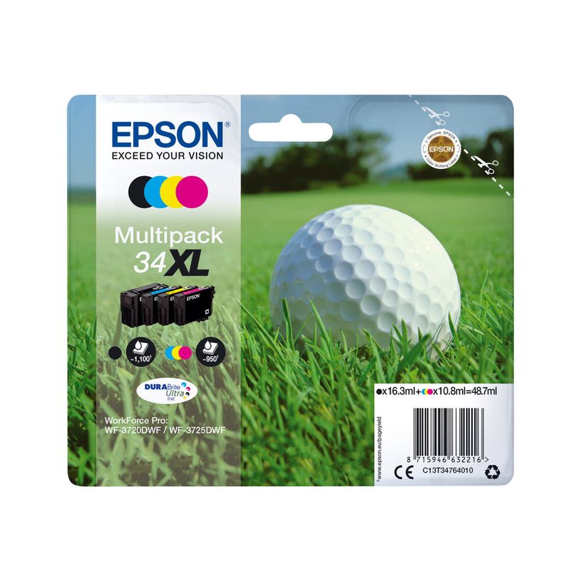8715946632216-Epson 34XL Balle de Golf - Pack de 4 - noir, cyan, magenta, jaune - cartouche d'encre origi-P_79421747_2-1