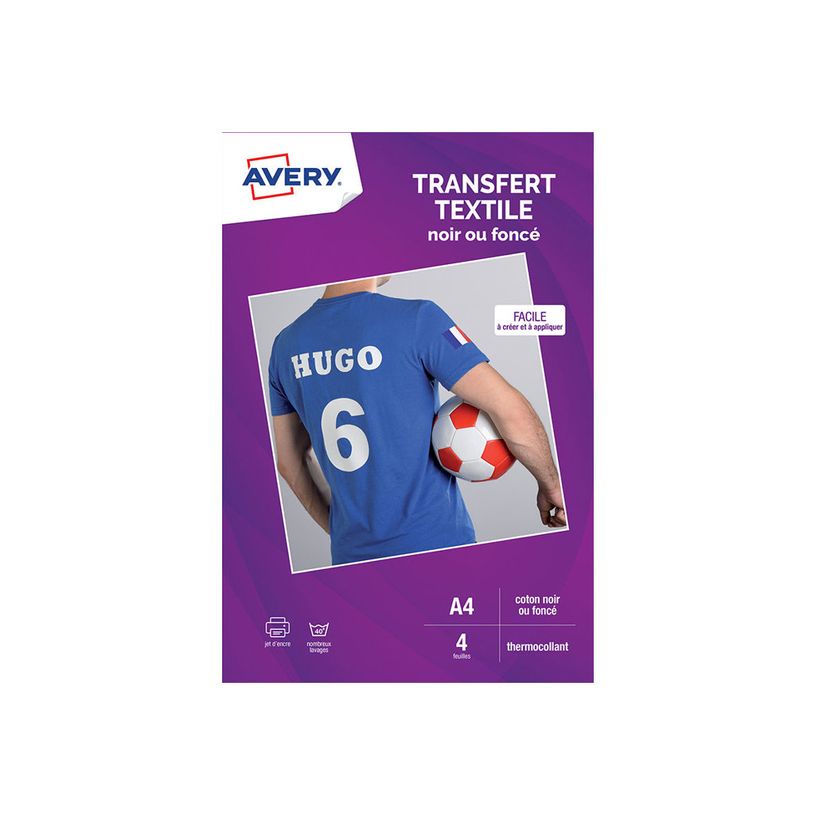 3266550153604-Avery - Papier transfert sur T-shirt/Textile foncé - 4 feuilles A4 - impression jet d'encr-P_79421784_1-3