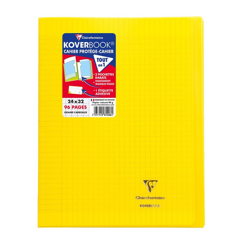 3037929814064-Clairefontaine Koverbook - Cahier polypro 24 x 32 cm - 96 pages - grands carreaux (Seyes) --P_79421922_1-0