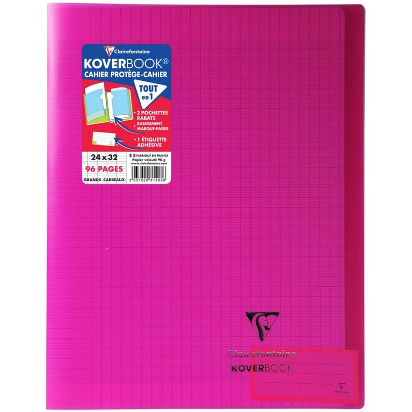 3037929814088-Clairefontaine Koverbook - Cahier polypro 24 x 32 cm - 96 pages - grands carreaux (Seyes) --P_79421924_1-0