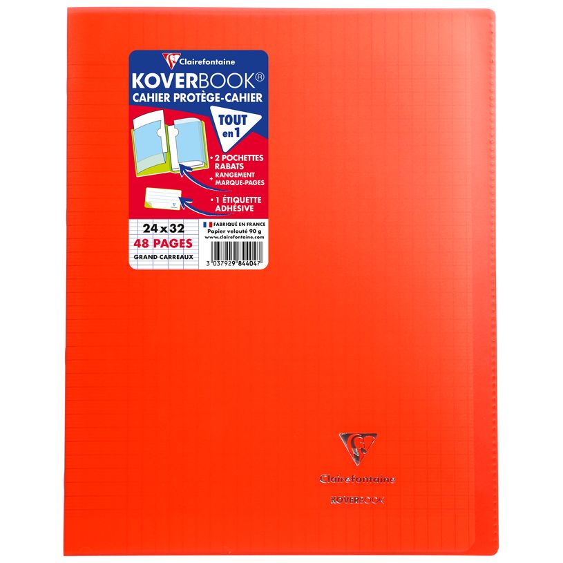3037929844016-Clairefontaine Koverbook - Cahier polypro 24 x 32 cm - 48 pages - grands carreaux (Seyes) - disponib-P_79421927_4-2