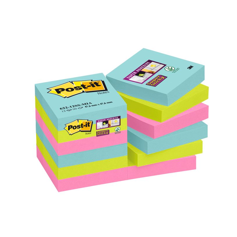 0076308498733-Post-it - 12 Blocs notes Super Sticky Miami - couleurs assorties - 47,6 x 47,6 mm-P_79421929_1-0
