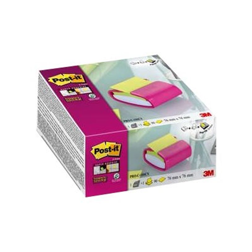 0400794230735-Post-it - Dévidoir fuschia Z-Notes - + 1 bloc Super Sticky - vert néon-P_79423073_1-2