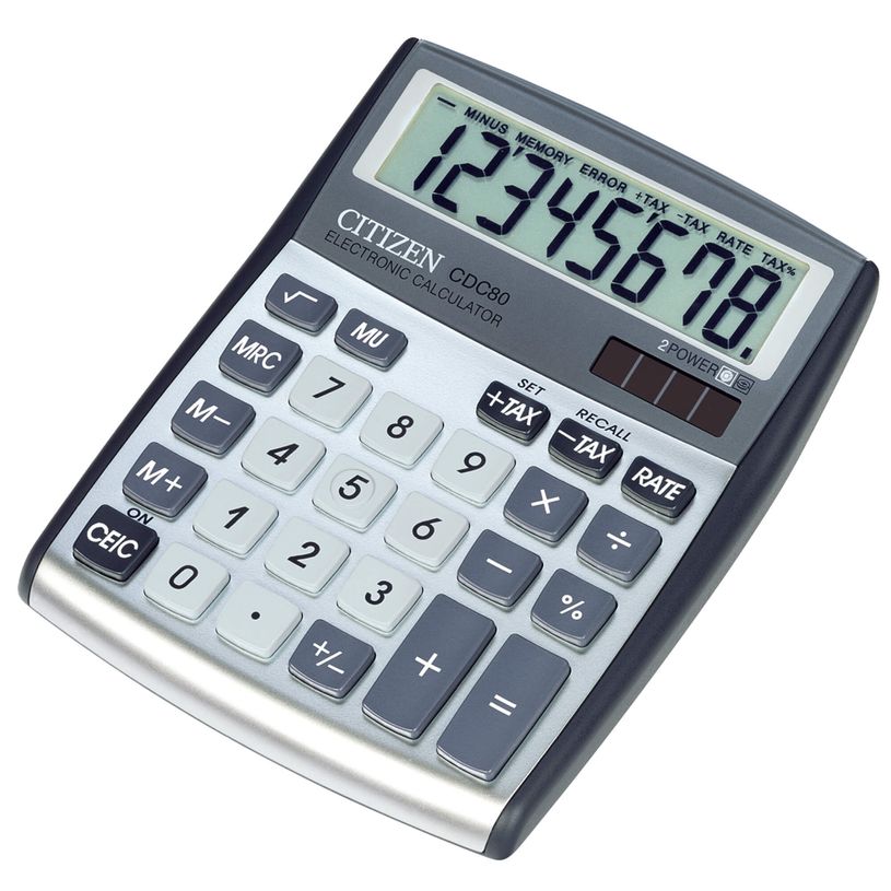 4562195133025-Calculatrice de bureau Citizen CDC-80 - 8 chiffres - alimentation batterie et solaire - arg-P_79423226_1-0