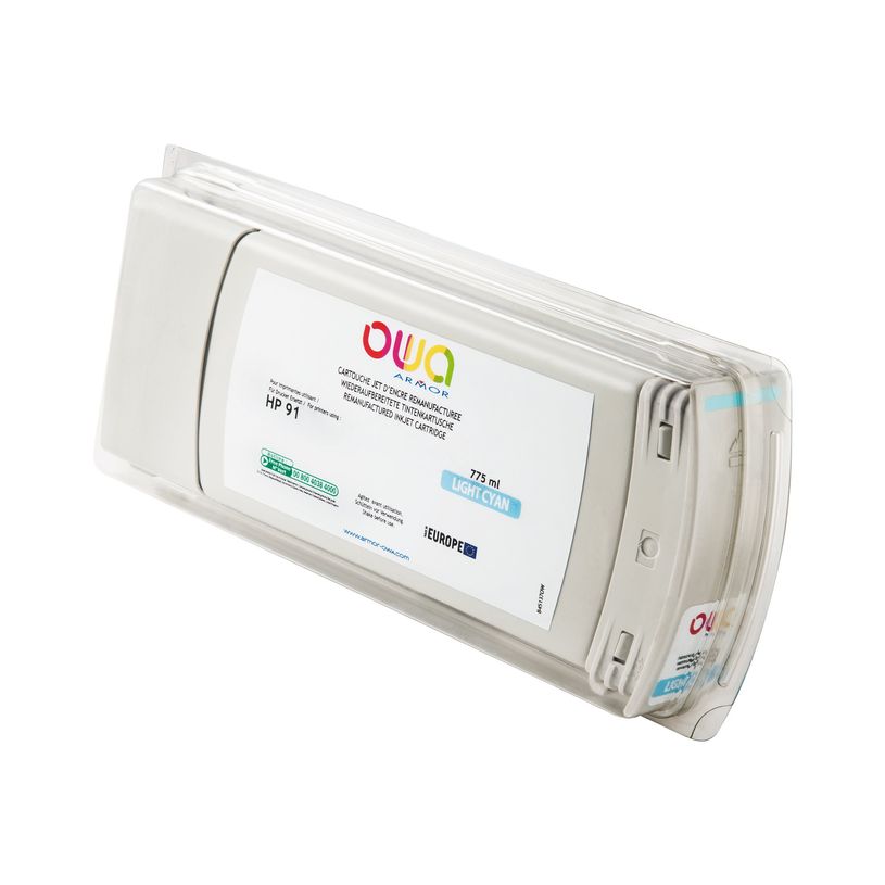 3112539350529-HP 91 - remanufacturé OWA B45137OW - cyan clair - cartouche d'encre -P_79423568_1-0