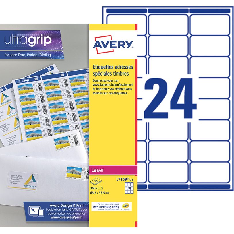 5014702086588-Avery - 360 Étiquettes Mon timbre en ligne - 63,5 x 33,9 mm - Impression laser - réf L715-P_79423784_1-0