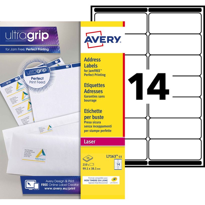 5014702086649-Avery - 210 Étiquettes adresse blanches - 99,1 x 38,1 mm - Impression laser - réf L7163-1-P_79423787_1-0