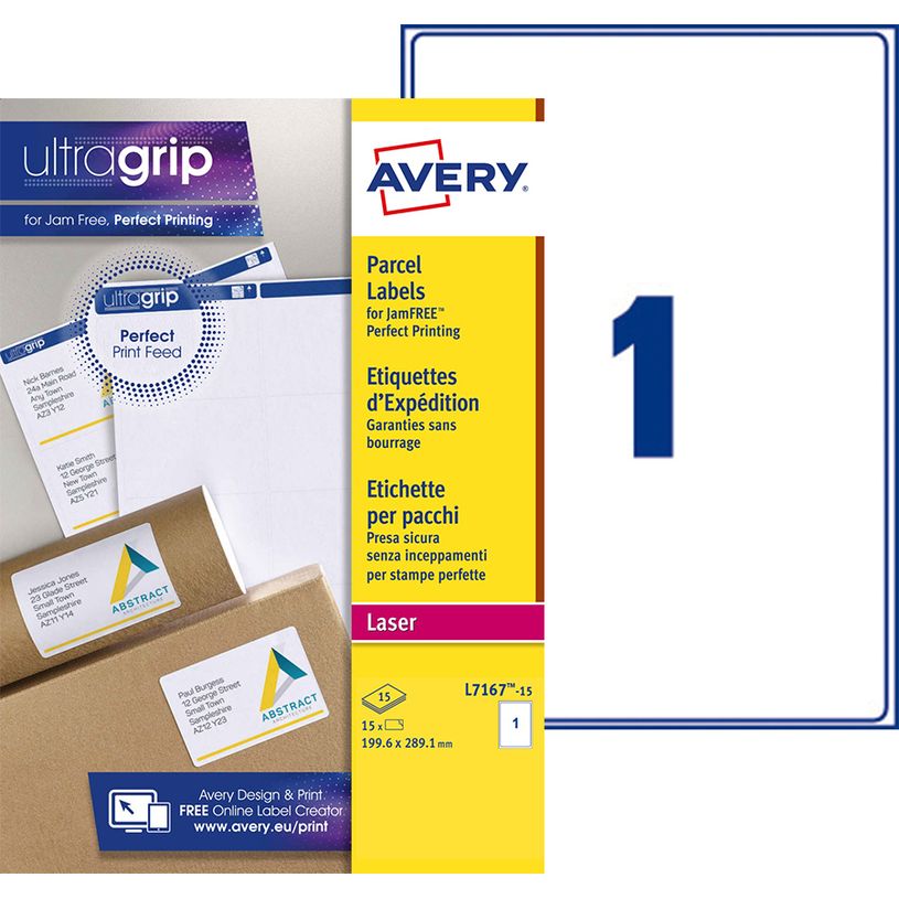 5014702086663-Avery - 15 Étiquettes d'expédition blanches - 199,6 x 289,1 mm - Impression laser - réf -P_79423788_1-0