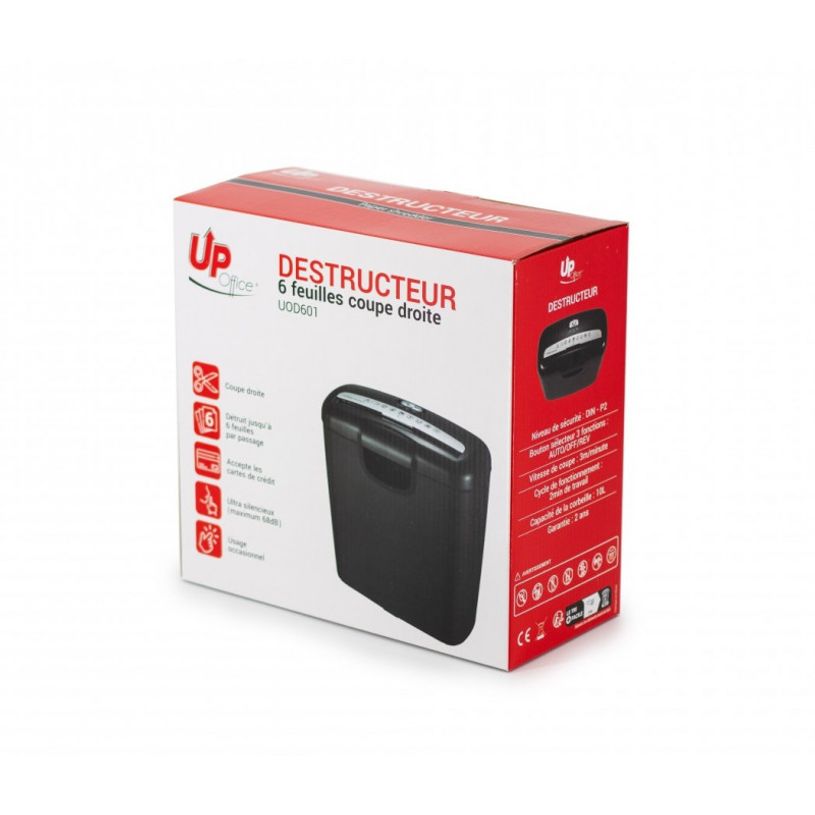3584770910006-Uprint Office - destructeur de documents coupe droite - 6 feuilles - corbeille 10L-P_79423809_2-1