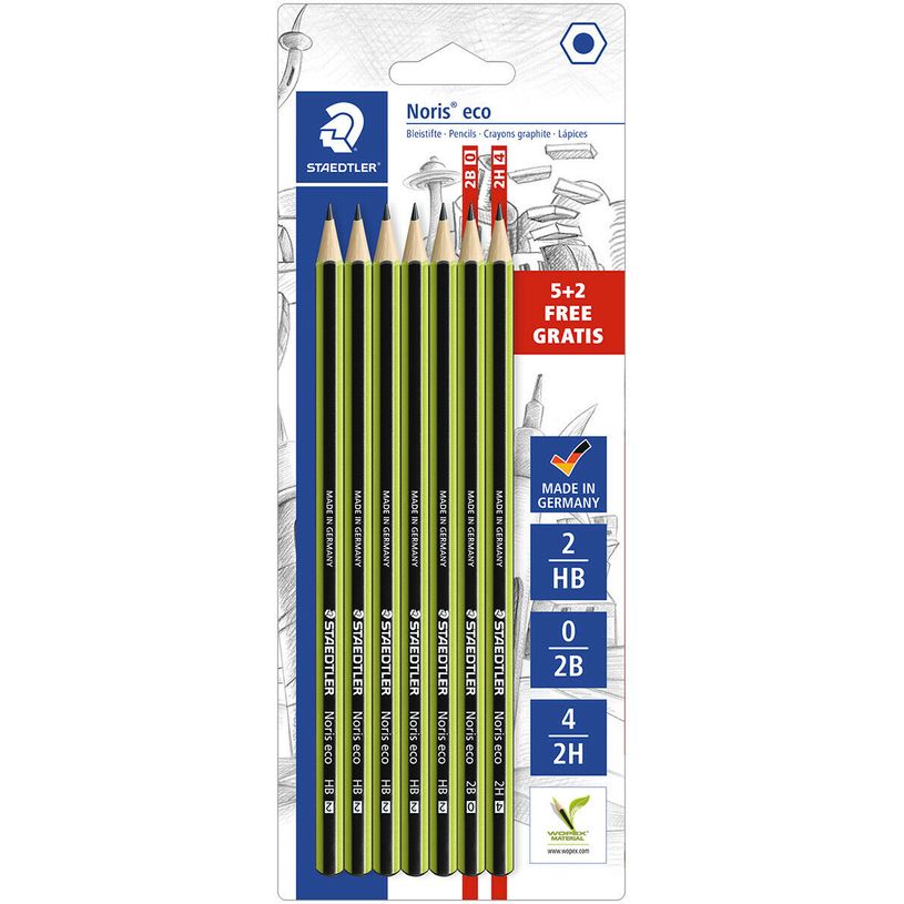 4007817015971-STAEDTLER Noris eco - Pack de 7 Crayons à papier - 2B/HB/2H - avec 2 gommes-P_79424307_2-0