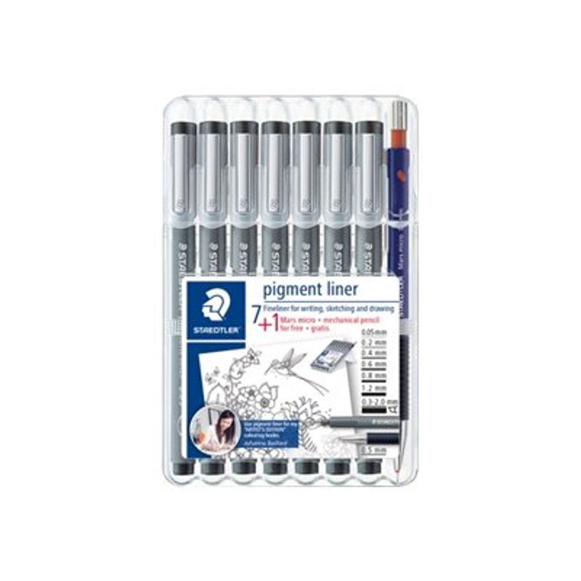 4007817309346-STAEDTLER pigment liner - Pack de 7 Feutres fins - pointes et couleurs assorties-P_79424317_1-0