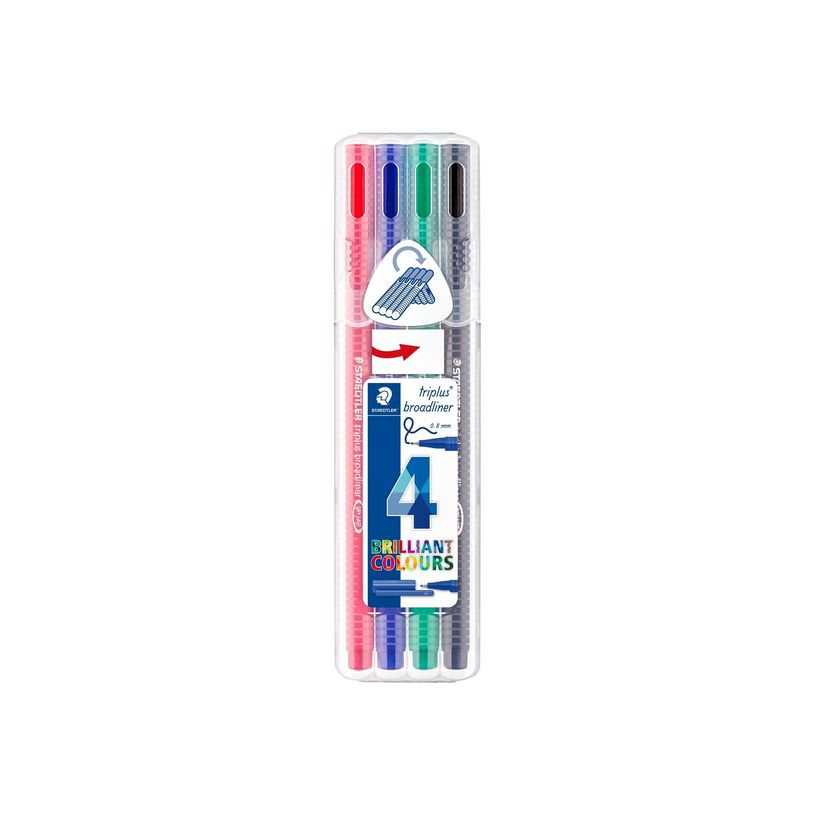 4007817338100-STAEDTLER triplus broadliner 338 - Pack de 4 feutres fins - pointes et couleurs assorties-P_79424328_2-1