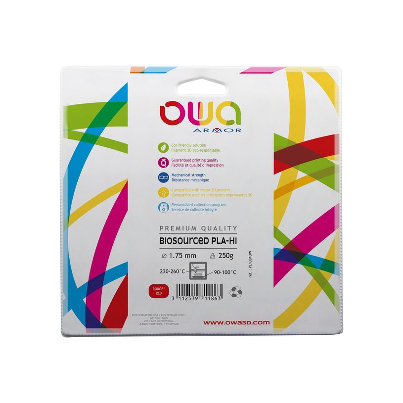 3112539711863-OWA - Filament 3D PLA-Hi - rouge - Ø 1,75 mm - 250g-P_79424876_1-0