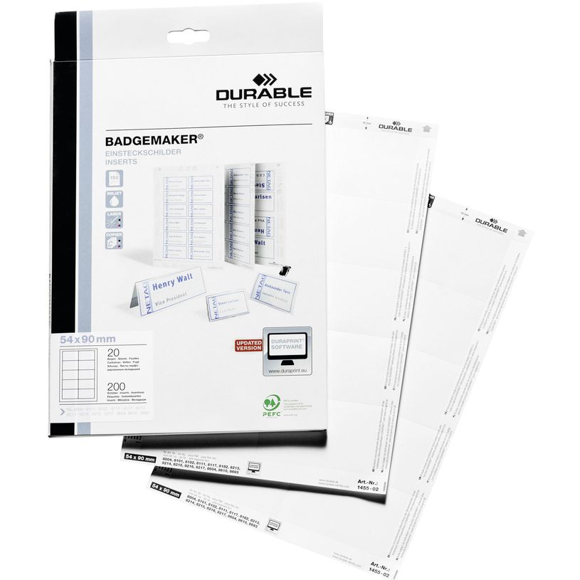 4005546140551-Durable - 200 Cartes prédécoupées pour badges 54 x 90 mm-P_79425226_1-0