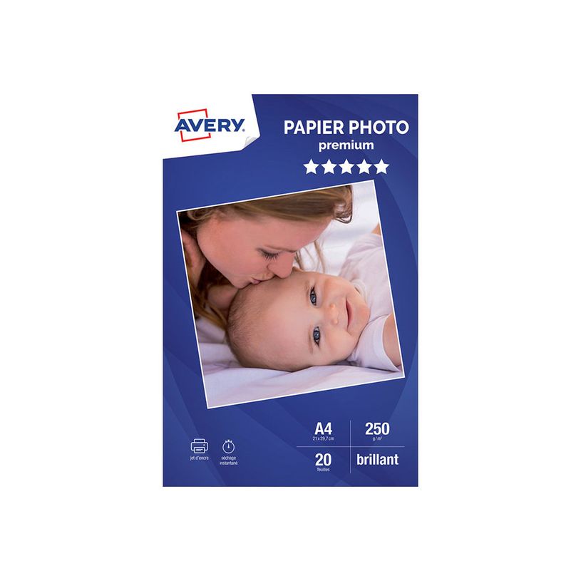3266550092101-Avery - Papier Photo brillant - A4 - 250 g/m² - impression jet d'encre - 20 feuilles-P_79425511_1-0